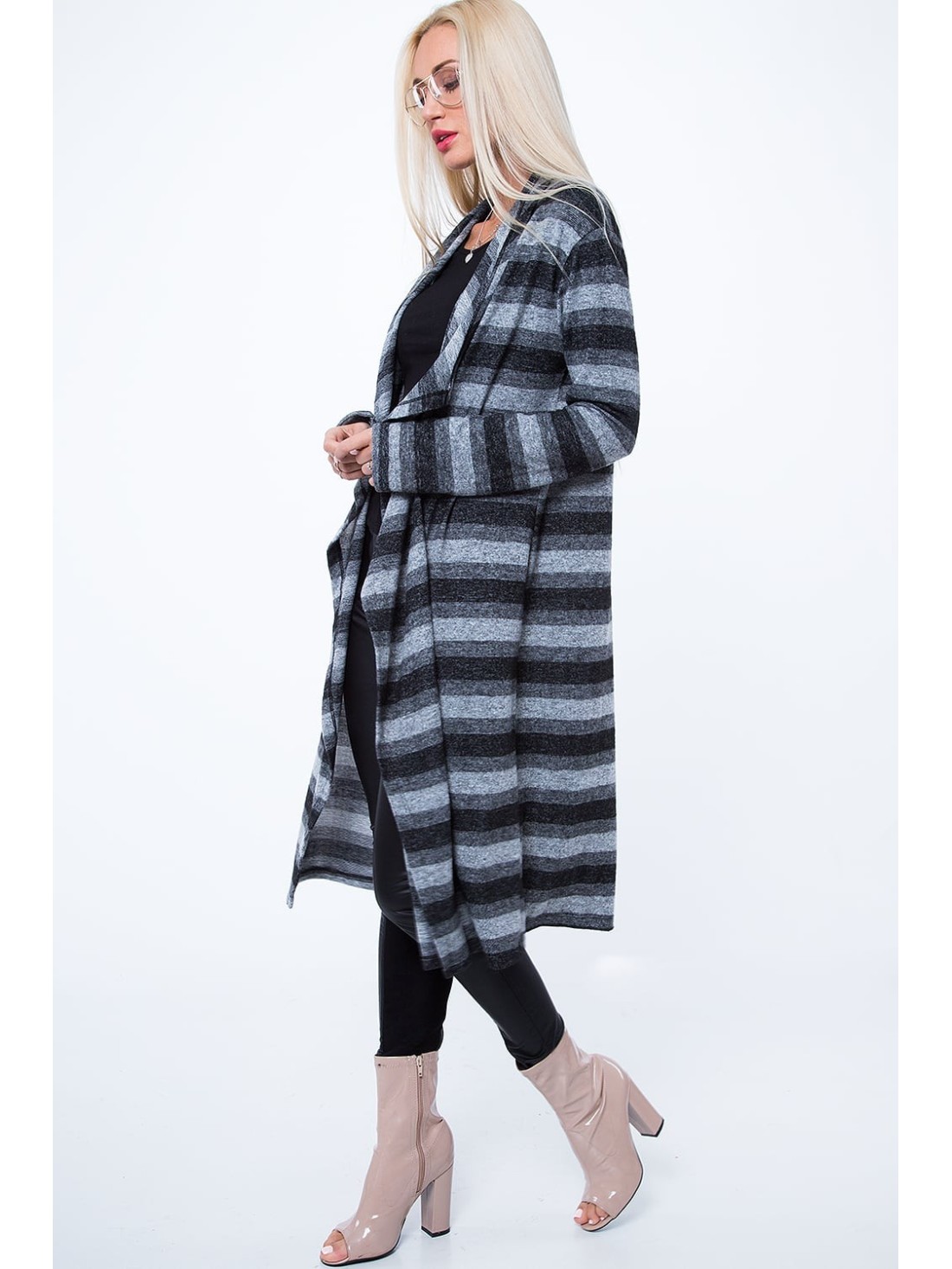 Cardigan cu dungi gri MP16152 - Magazin online - Boutique